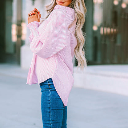 Kisha | Women's Striped Oversized Button-Down Shirt Long Sleeve – Striped, Long Sleeve