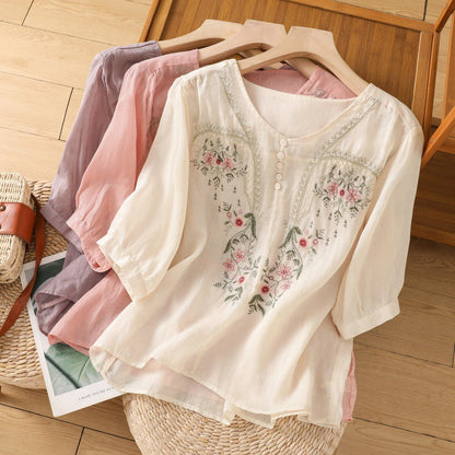 Michele | Women's Floral Relaxed Blouse – Floral Print, Casual