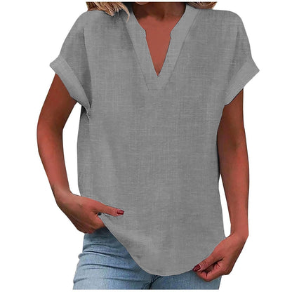 Vivian | Women's Relaxed V-Neck Blouse – V-Neck, Casual
