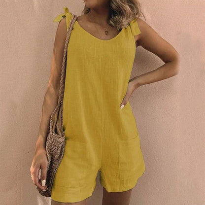 Cathy | Women's Bow Strap Pocket Playsuit