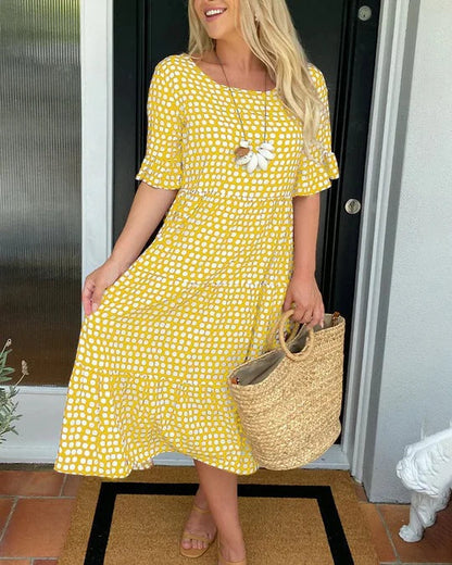 Margaret | Women's Relaxed Midi Dress With Dots – Midi