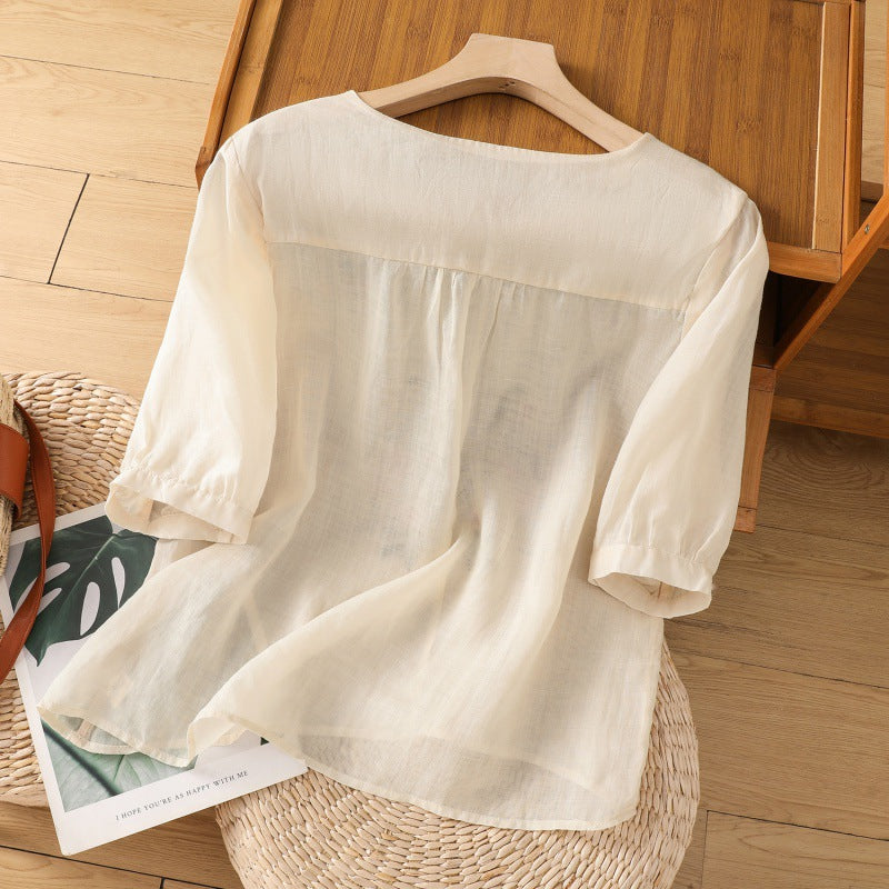 Michele | Women's Floral Relaxed Blouse – Floral Print, Casual