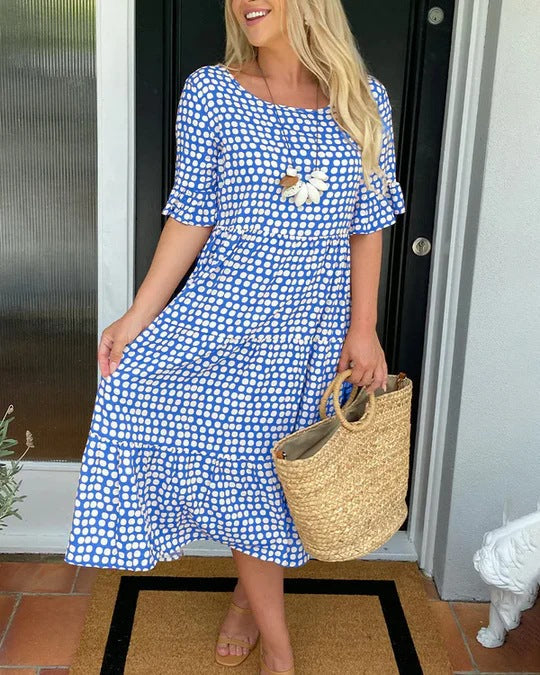 Margaret | Women's Relaxed Midi Dress With Dots – Midi