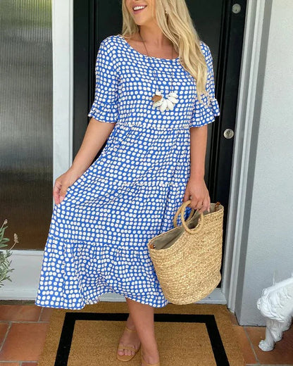Margaret | Women's Relaxed Midi Dress With Dots – Midi
