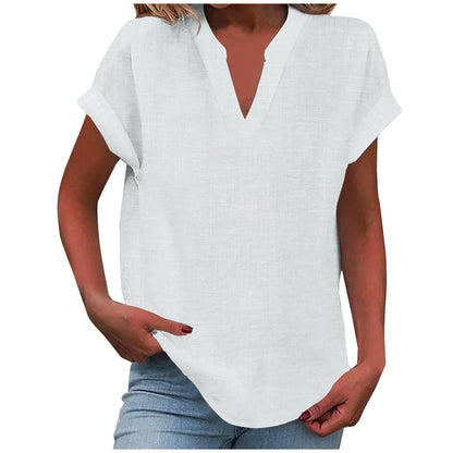 Vivian | Women's Relaxed V-Neck Blouse – V-Neck, Casual