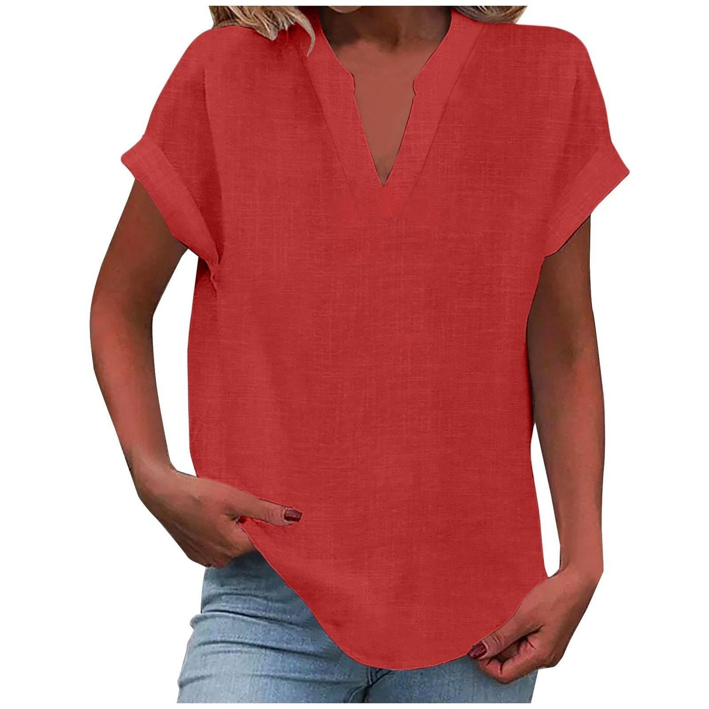 Vivian | Women's Relaxed V-Neck Blouse – V-Neck, Casual