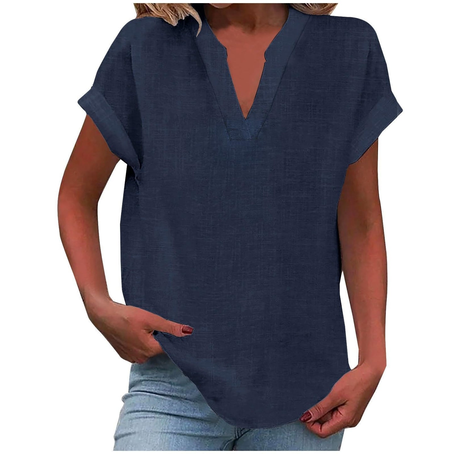 Vivian | Women's Relaxed V-Neck Blouse – V-Neck, Casual