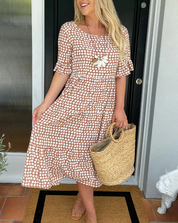 Margaret | Women's Relaxed Midi Dress With Dots – Midi