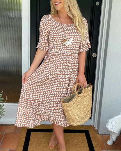Margaret | Women's Relaxed Midi Dress With Dots – Midi