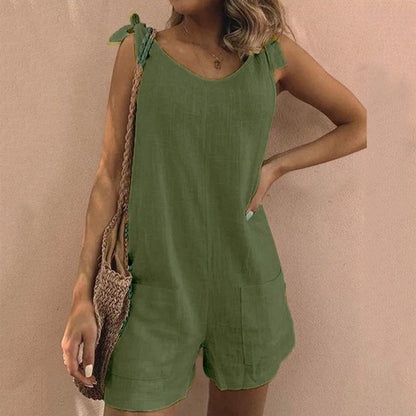 Cathy | Women's Bow Strap Pocket Playsuit