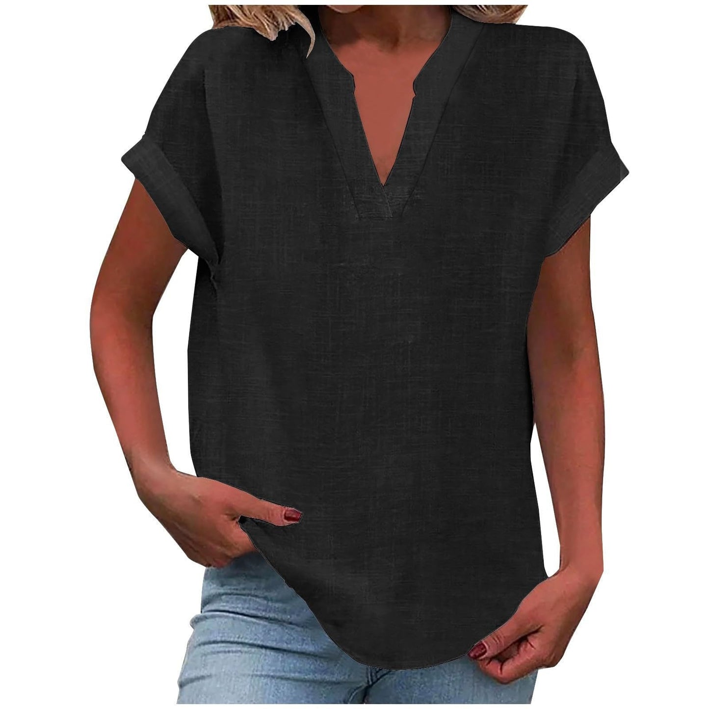 Vivian | Women's Relaxed V-Neck Blouse – V-Neck, Casual