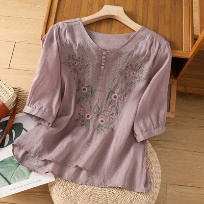 Michele | Women's Floral Relaxed Blouse – Floral Print, Casual