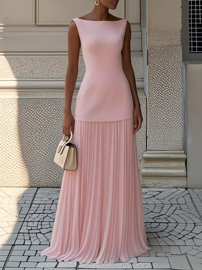 Theresa | Women's Sleeveless Pleated Maxi Dress – Maxi, Sleeveless