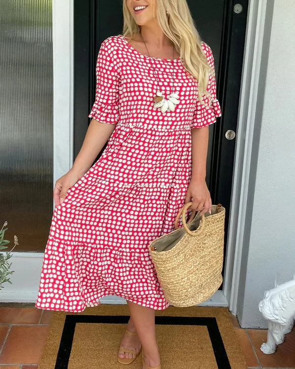 Margaret | Women's Relaxed Midi Dress With Dots – Midi