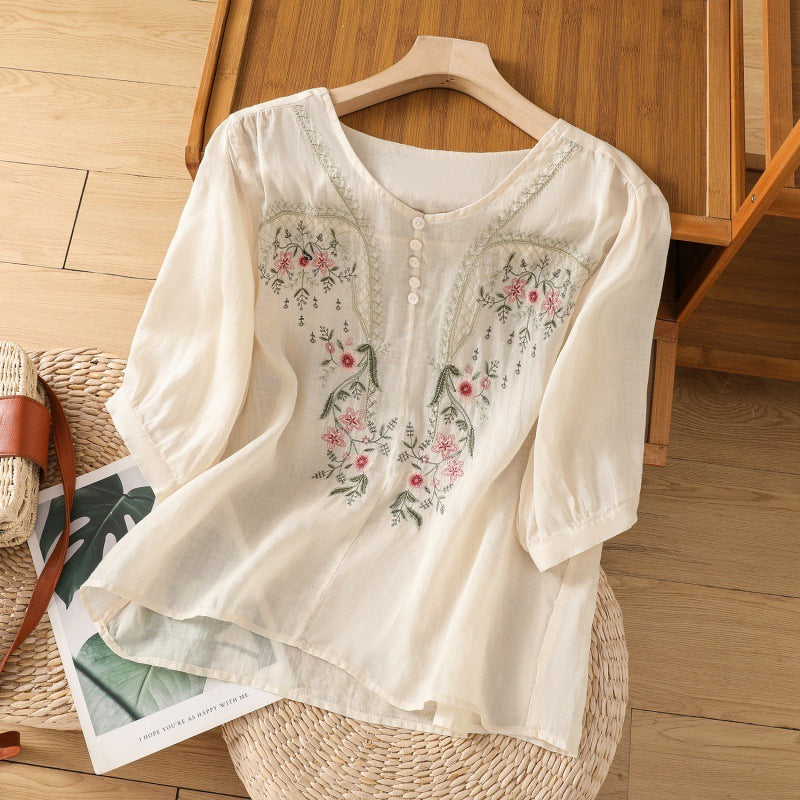 Michele | Women's Floral Relaxed Blouse – Floral Print, Casual