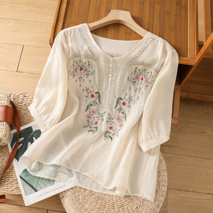 Michele | Women's Floral Relaxed Blouse – Floral Print, Casual
