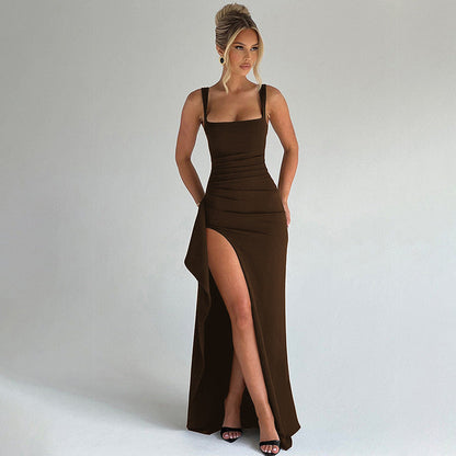 Irene | Women's Elegant Formal Slip Maxi Dress with Open Back – Maxi, Elegant