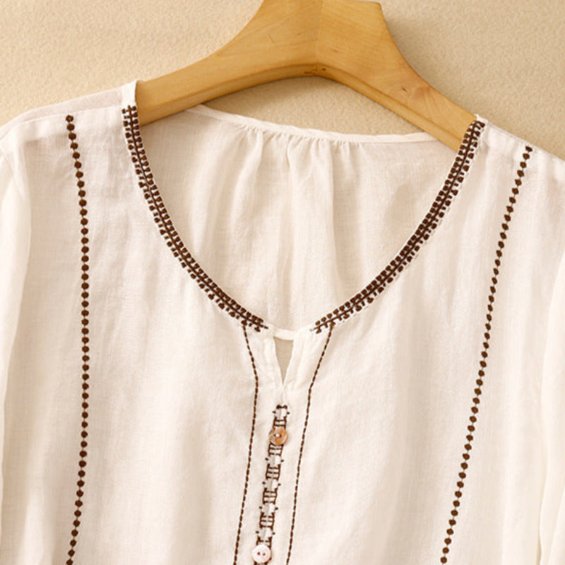 Ivy | Women's Pattern Ruffle Sleeve Blouse – Ruffle Detail, Casual