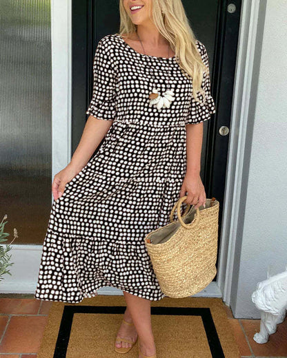 Margaret | Women's Relaxed Midi Dress With Dots – Midi