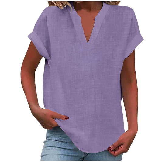 Vivian | Women's Relaxed V-Neck Blouse – V-Neck, Casual
