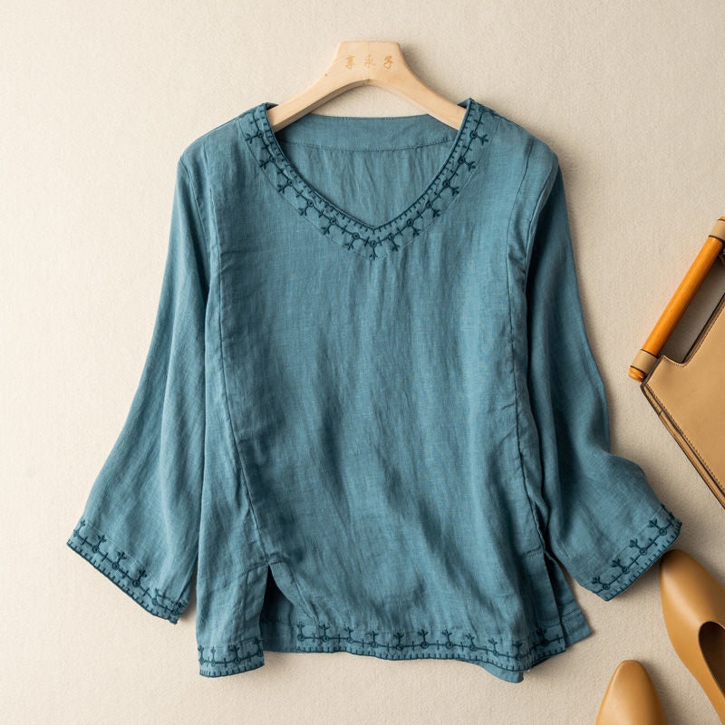 River | Women's Pattern V-Neck Blouse – V-Neck, Casual