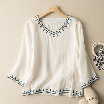 River | Women's Pattern V-Neck Blouse – V-Neck, Casual