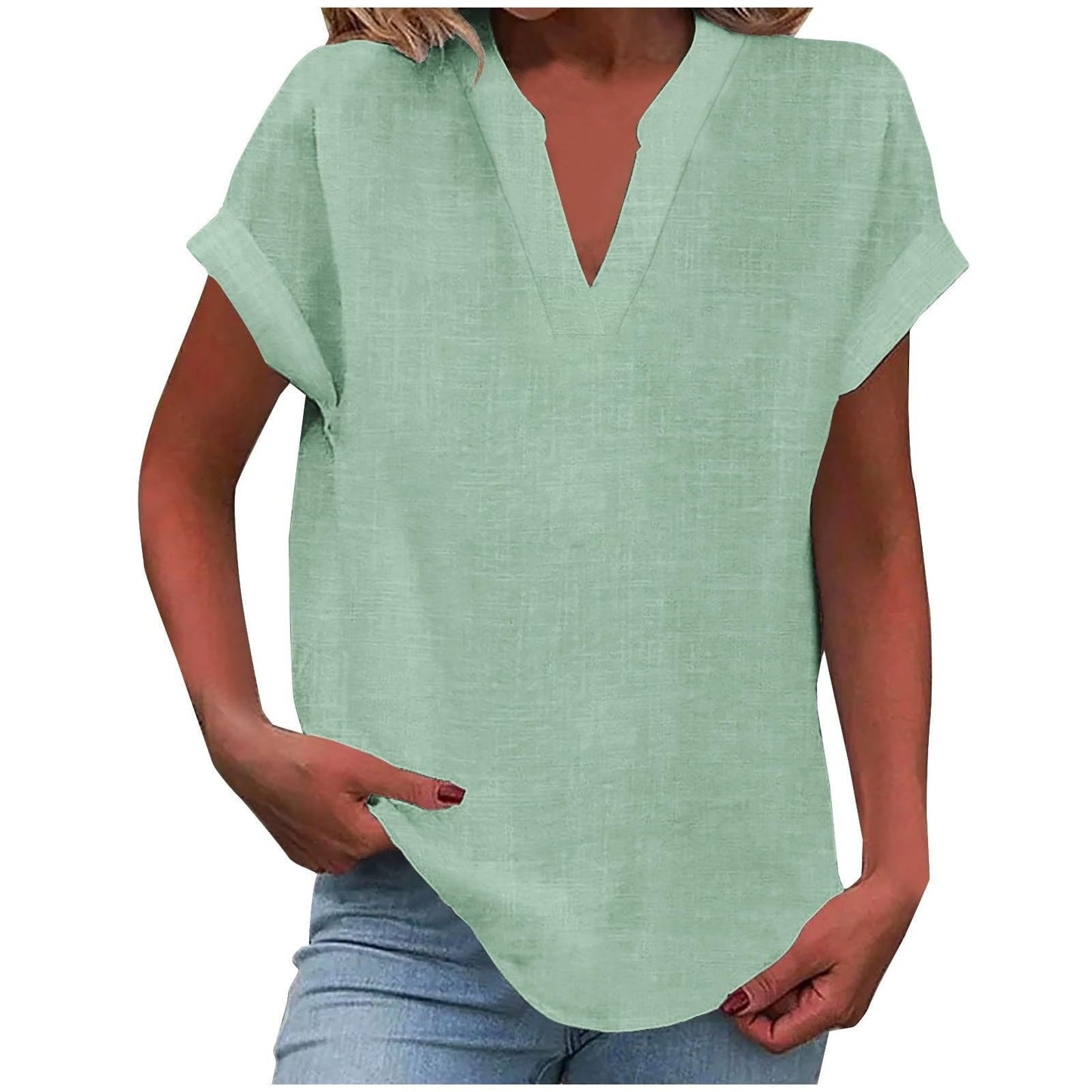 Vivian | Women's Relaxed V-Neck Blouse – V-Neck, Casual