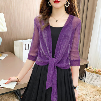 Brenda | Women's Sheer Tie Front Cardigan Open Front Cover Up – Layering