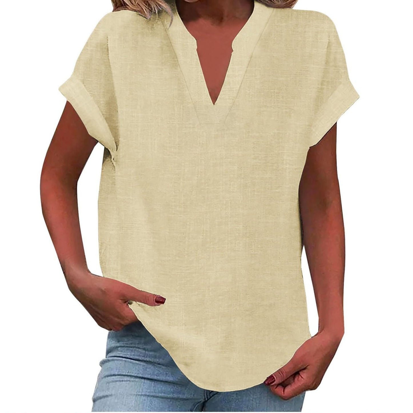 Vivian | Women's Relaxed V-Neck Blouse – V-Neck, Casual