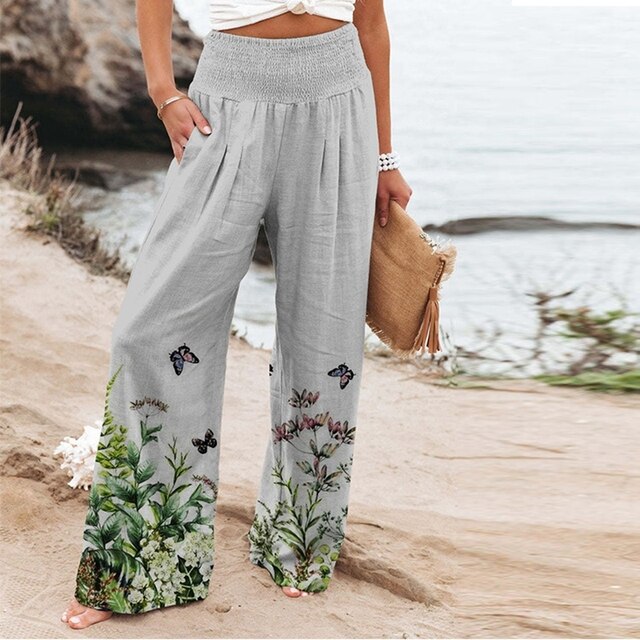 Brooke | Women's Floral Wide Leg Pants High Waist Casual Summer – Floral Print