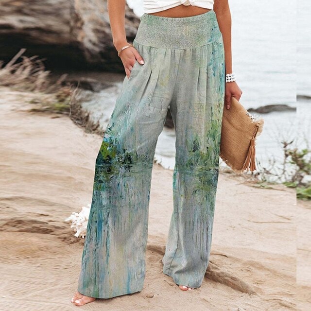 Brooke | Women's Floral Wide Leg Pants High Waist Casual Summer – Floral Print