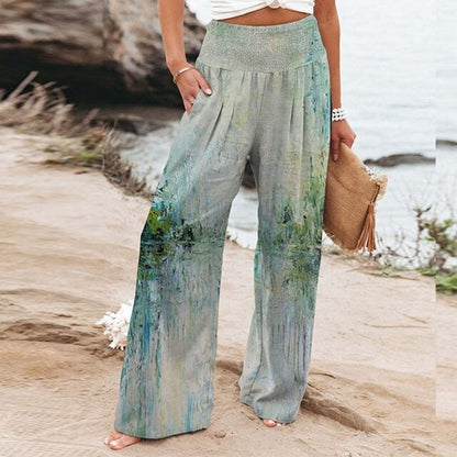Brooke | Women's Floral Wide Leg Pants High Waist Casual Summer – Floral Print