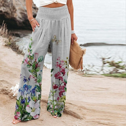 Brooke | Women's Floral Wide Leg Pants High Waist Casual Summer – Floral Print