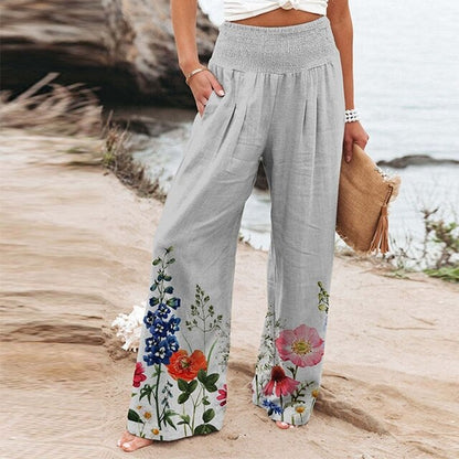 Brooke | Women's Floral Wide Leg Pants High Waist Casual Summer – Floral Print