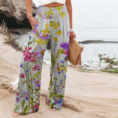 Brooke | Women's Floral Wide Leg Pants High Waist Casual Summer – Floral Print