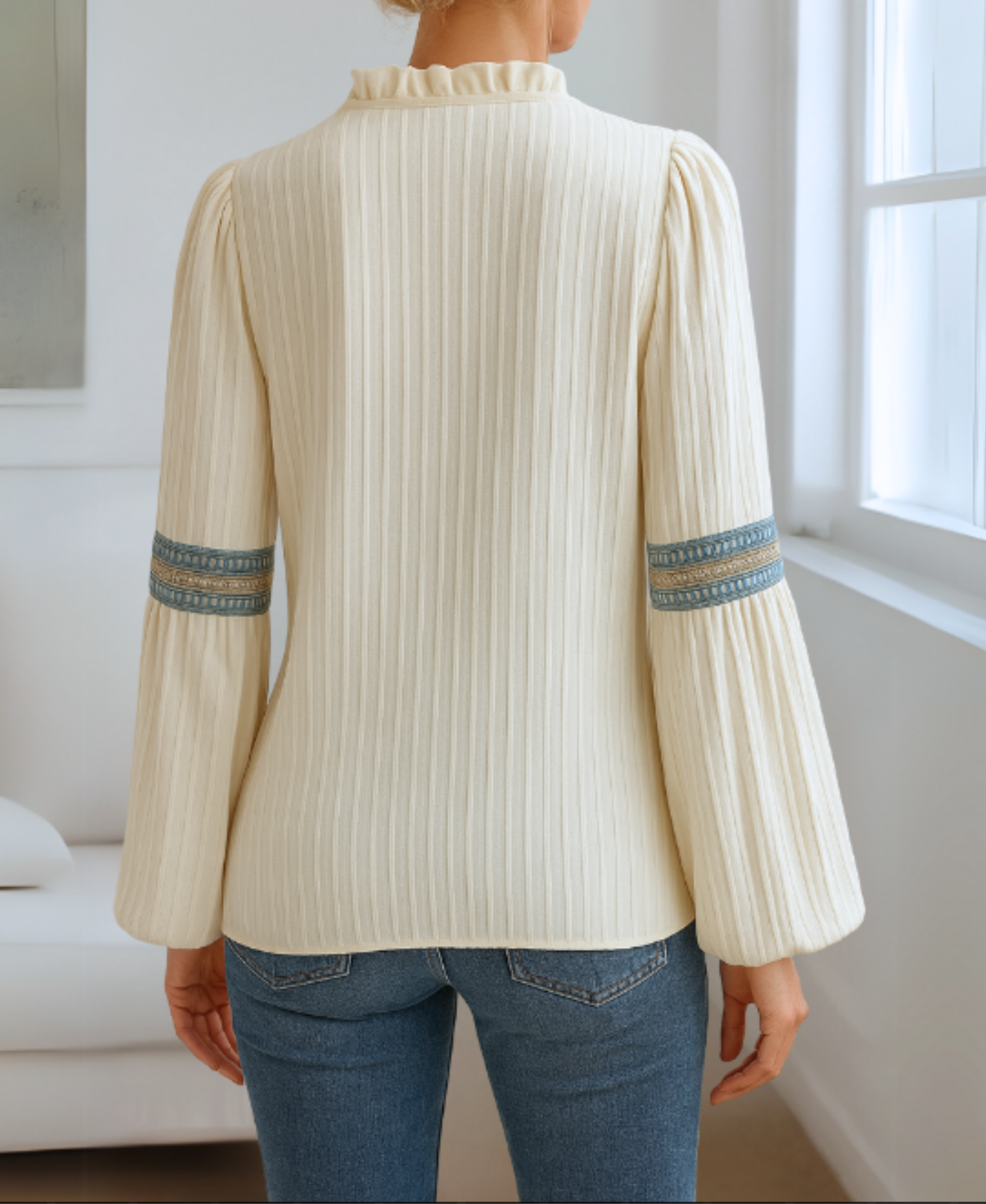Brisa | Women's Vintage V-Neck Blouse – V-Neck, Casual