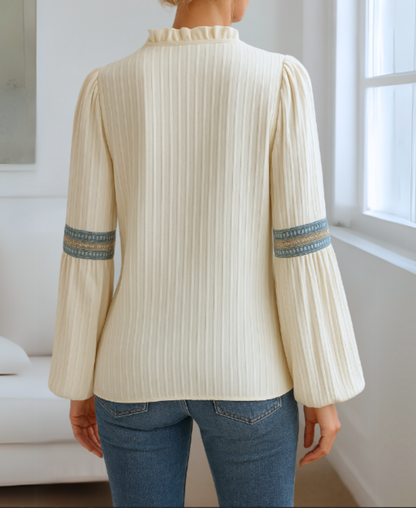Brisa | Women's Vintage V-Neck Blouse – V-Neck, Casual
