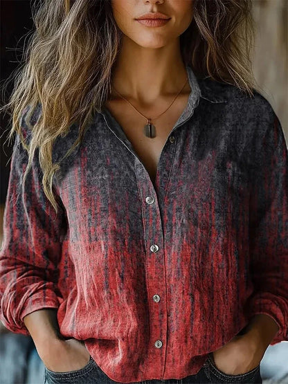 Terri-Lynn | Women's Vintage Floral Print Long Sleeve Button-Down Shirt – Floral Print, Long Sleeve