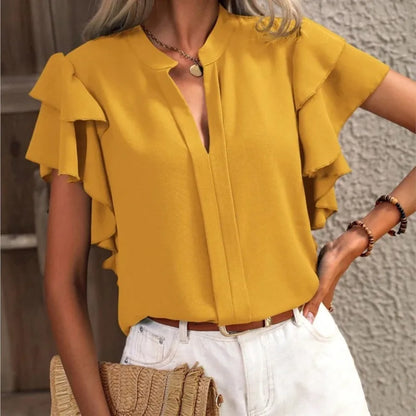 Tara | Women's Chic Blouse with Elegant Ruffle Sleeves – Ruffle Detail, Elegant