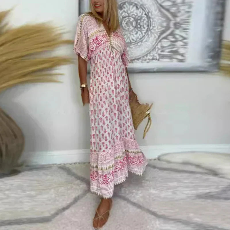 Daisy | Women's Boho Print Maxi Dress – Maxi, Boho