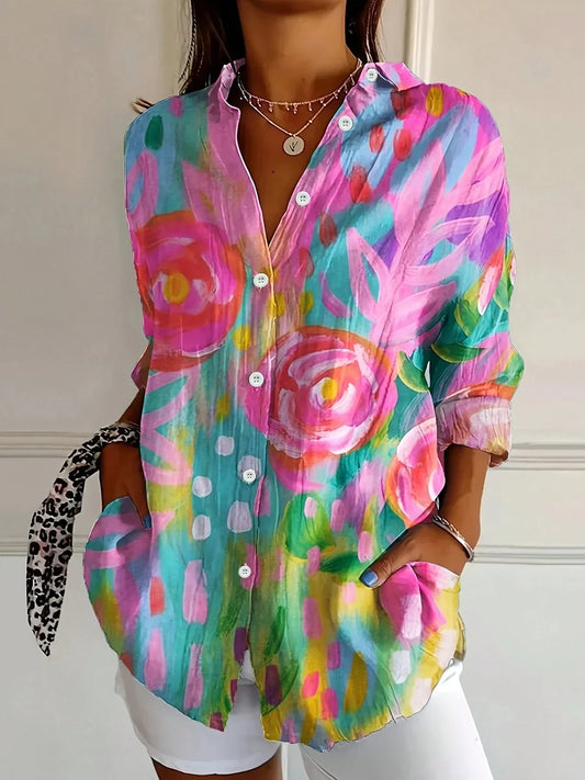 Audrey | Women's Colorful Blouse with Playful Print – Colorful, Casual