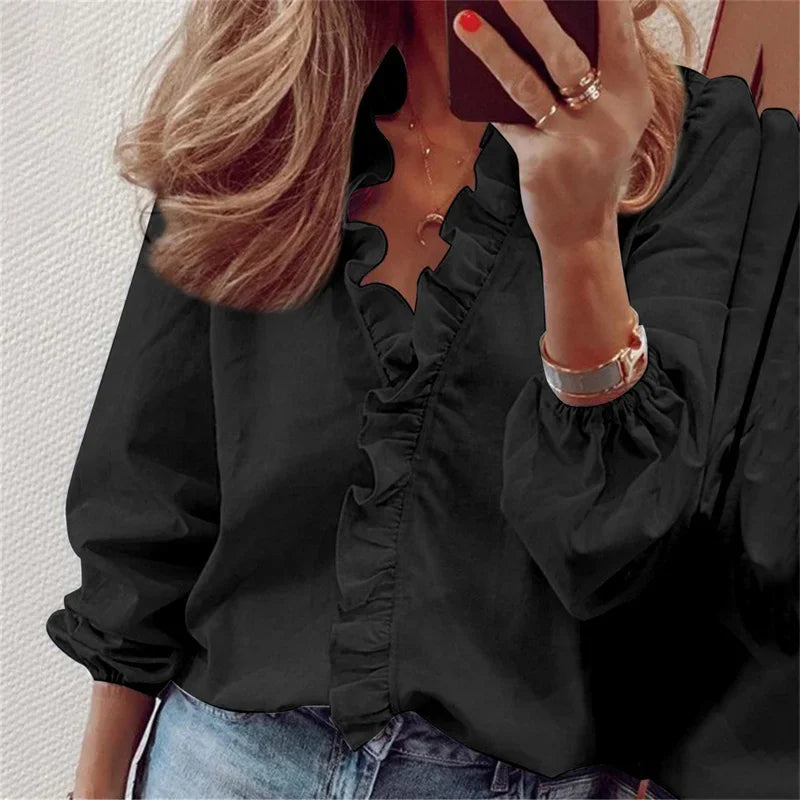 Valerie | Women's Feminine Blouse with Playful Ruffles – Mini, Ruffle Detail