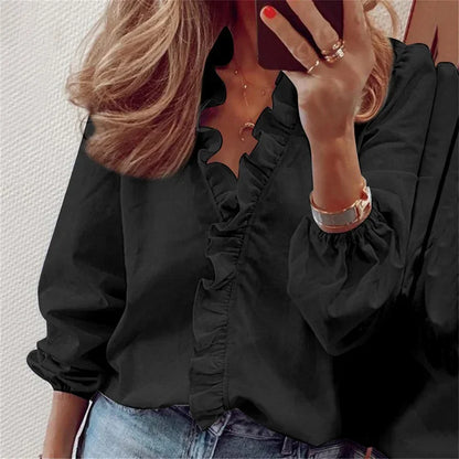 Valerie | Women's Feminine Blouse with Playful Ruffles – Mini, Ruffle Detail