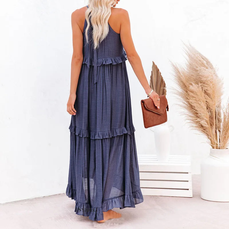 Vera | Women's Elegant Sleeveless Dress with Ruffles – Sleeveless, Ruffle Detail