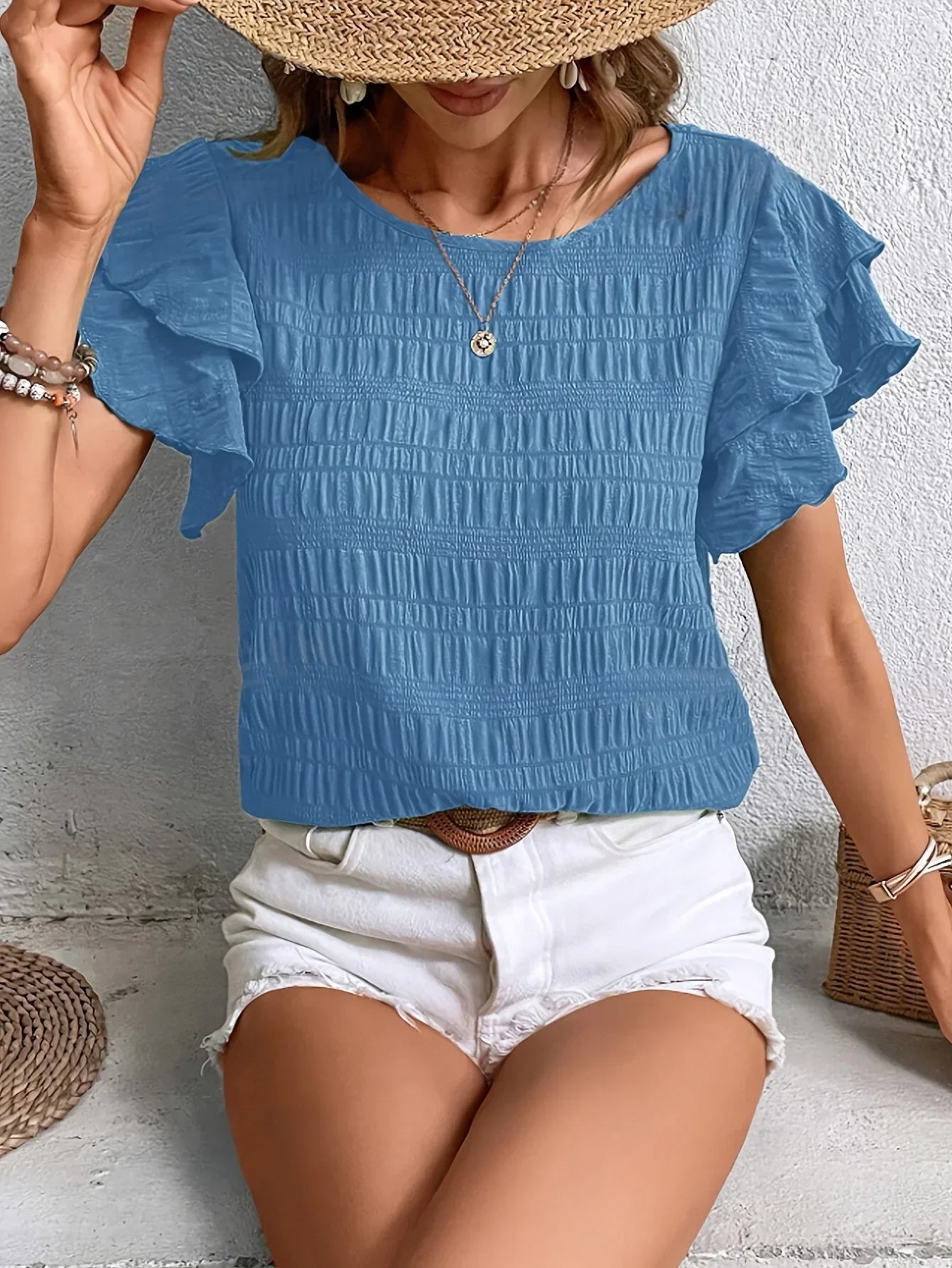 Marcia | Women's Light & Breezy Blouse with Fun Ruffles – Ruffle Detail, Casual