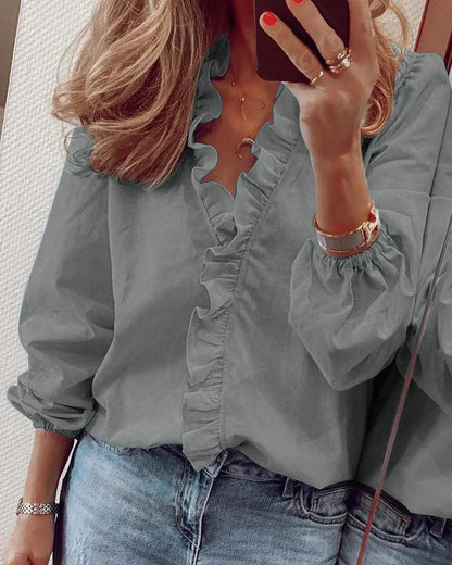 Valerie | Women's Feminine Blouse with Playful Ruffles – Mini, Ruffle Detail