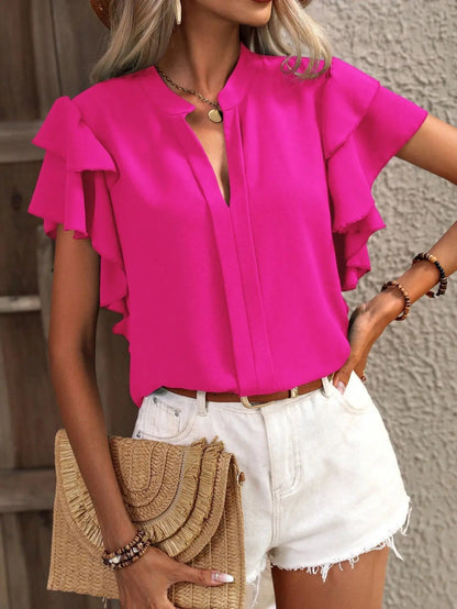 Tara | Women's Chic Blouse with Elegant Ruffle Sleeves – Ruffle Detail, Elegant