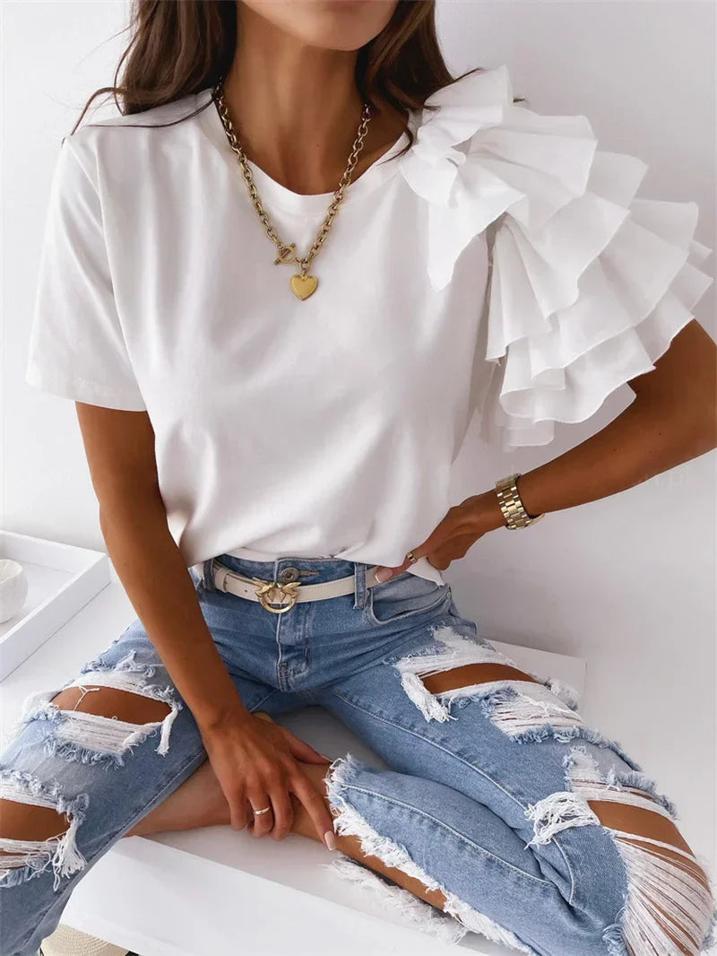 Lynn | Women's Chic Top with Bold Ruffle Sleeves – Ruffle Detail