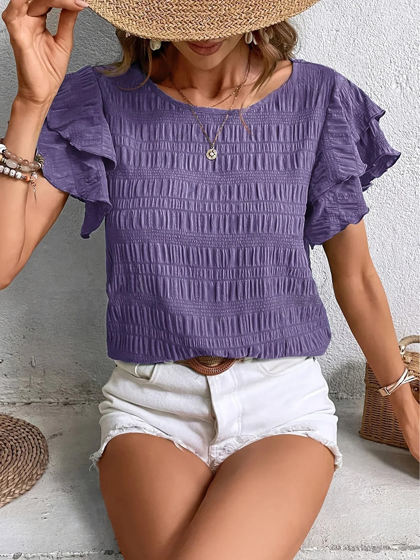 Marcia | Women's Light & Breezy Blouse with Fun Ruffles – Ruffle Detail, Casual