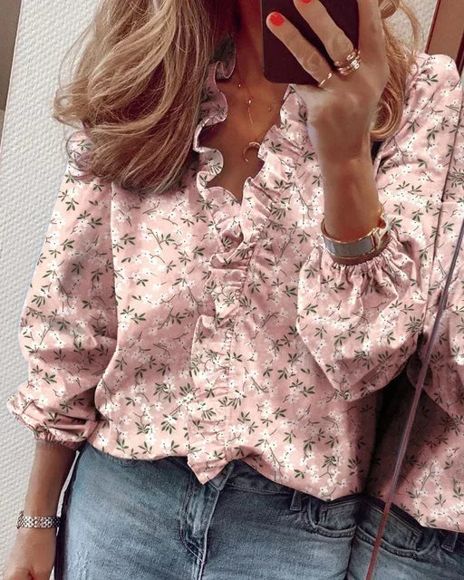 Valerie | Women's Feminine Blouse with Playful Ruffles – Mini, Ruffle Detail